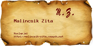 Malincsik Zita névjegykártya